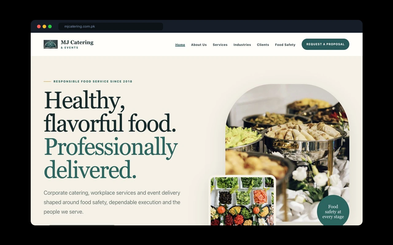 MJ Catering website